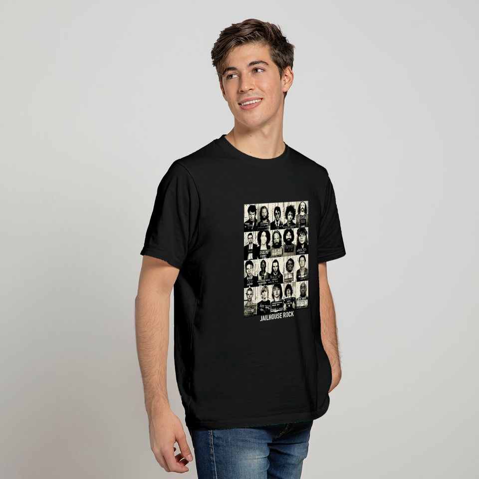rock and roll rock star mugshot, rock music, band t-shirt, rock tshirt, music tee, elvis, kurt cobain, johny cash t shirt