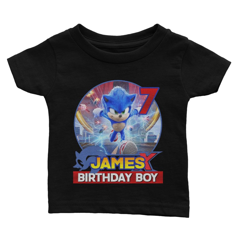 Matching Family Personalized Sonic the Hedgehog Birthday Shirt