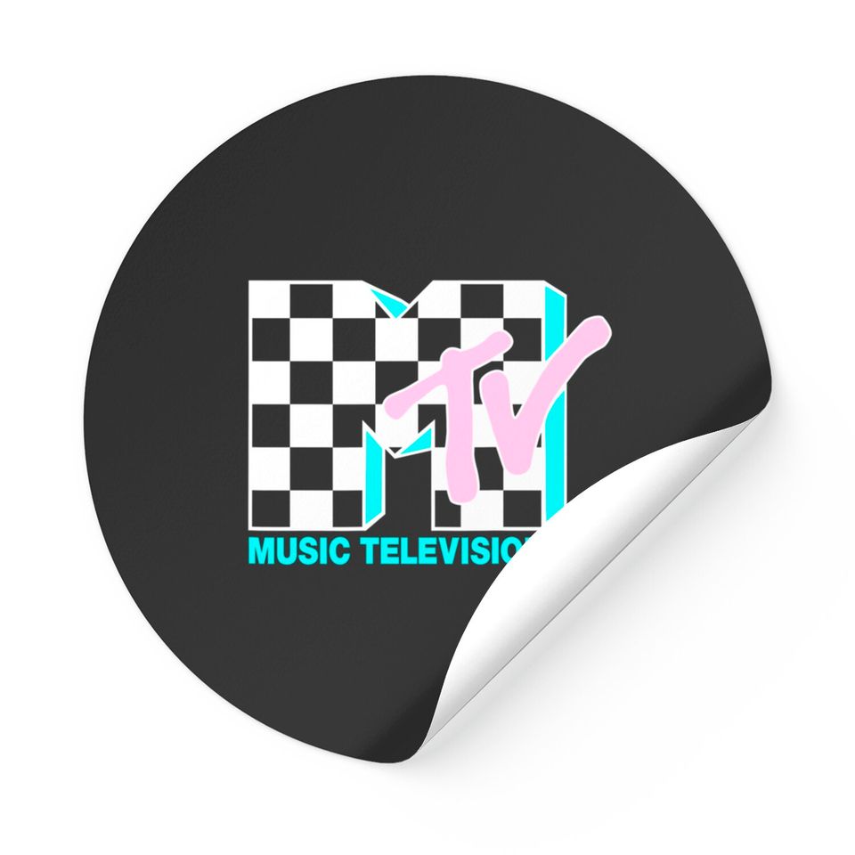MTV Neon Checkered Logo Graphic Stickers