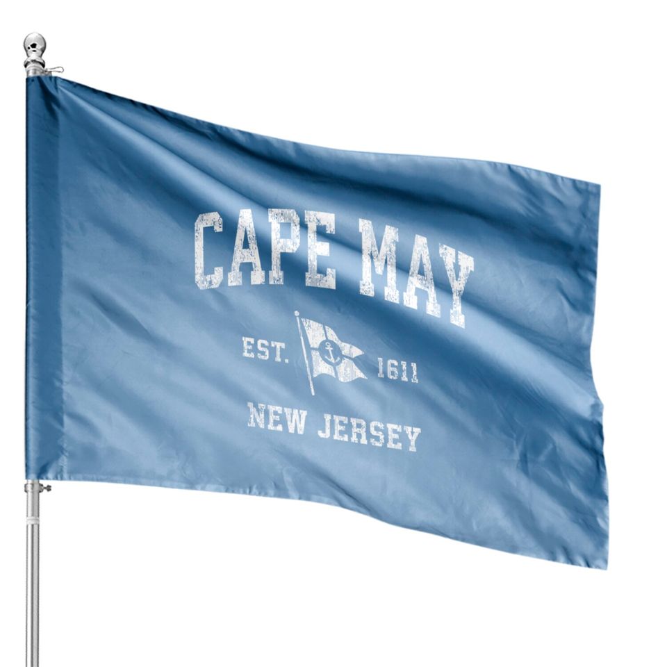 Cape May NJ Vintage Nautical Boat Anchor Flag Sports House Flags