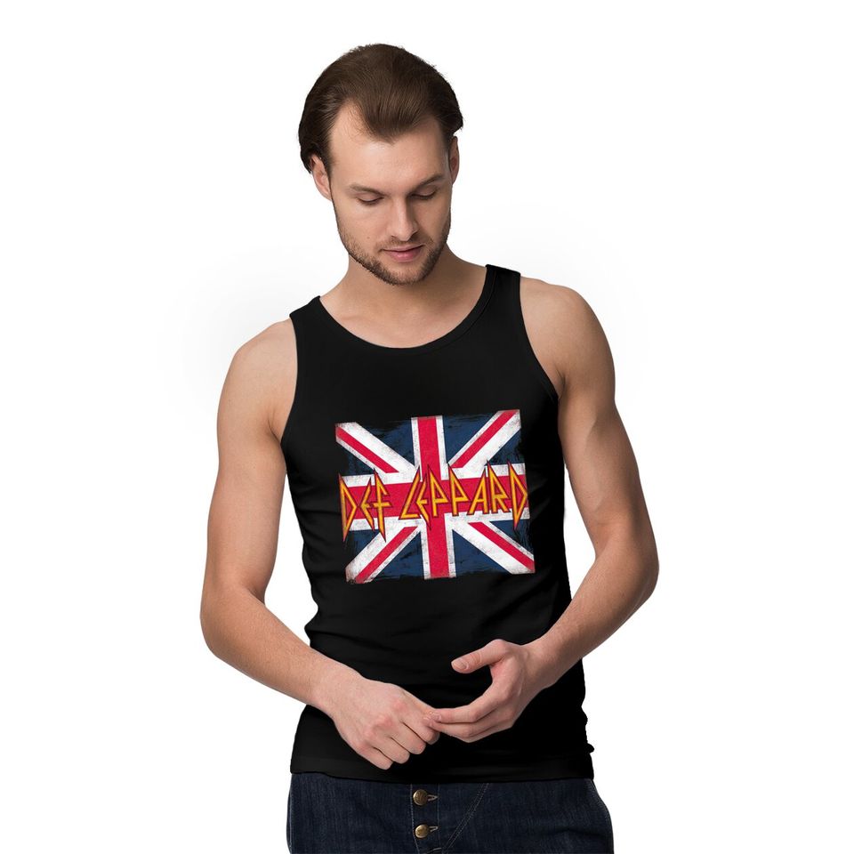 Classic Def Leppard Logo Union Jack 80s Rock Tank Tops