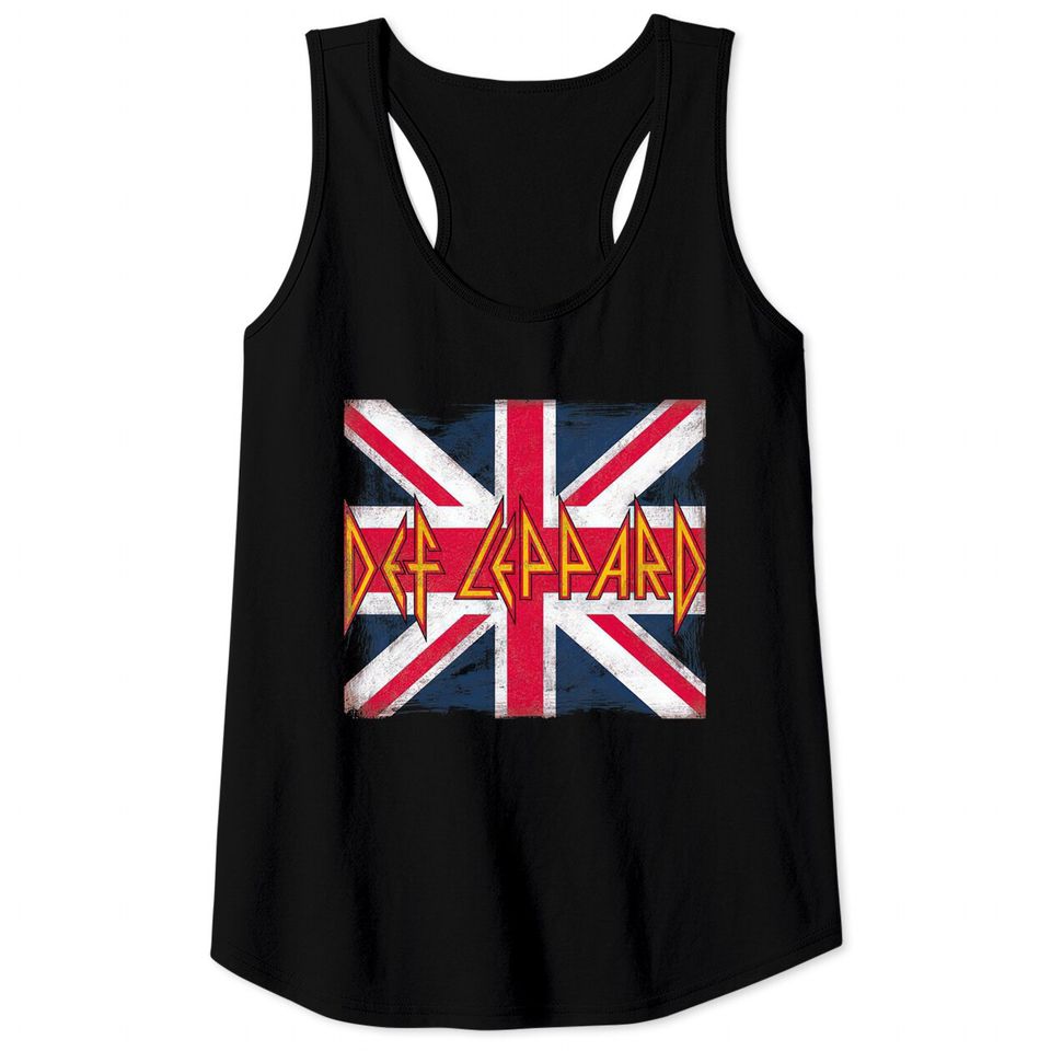 Classic Def Leppard Logo Union Jack 80s Rock Tank Tops