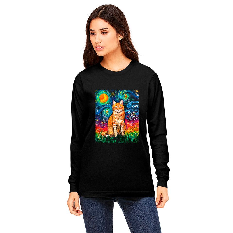 Cat Orange Tabby Night 2 Long Sleeves