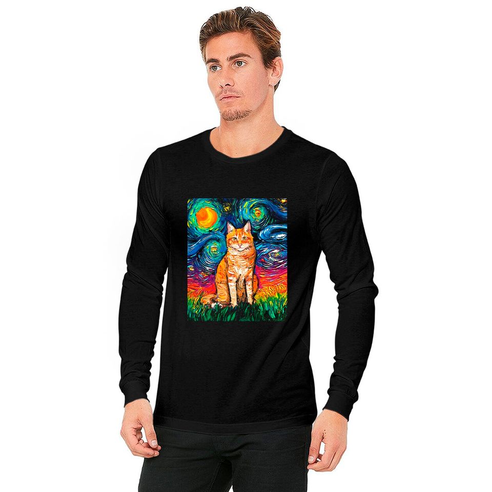 Cat Orange Tabby Night 2 Long Sleeves