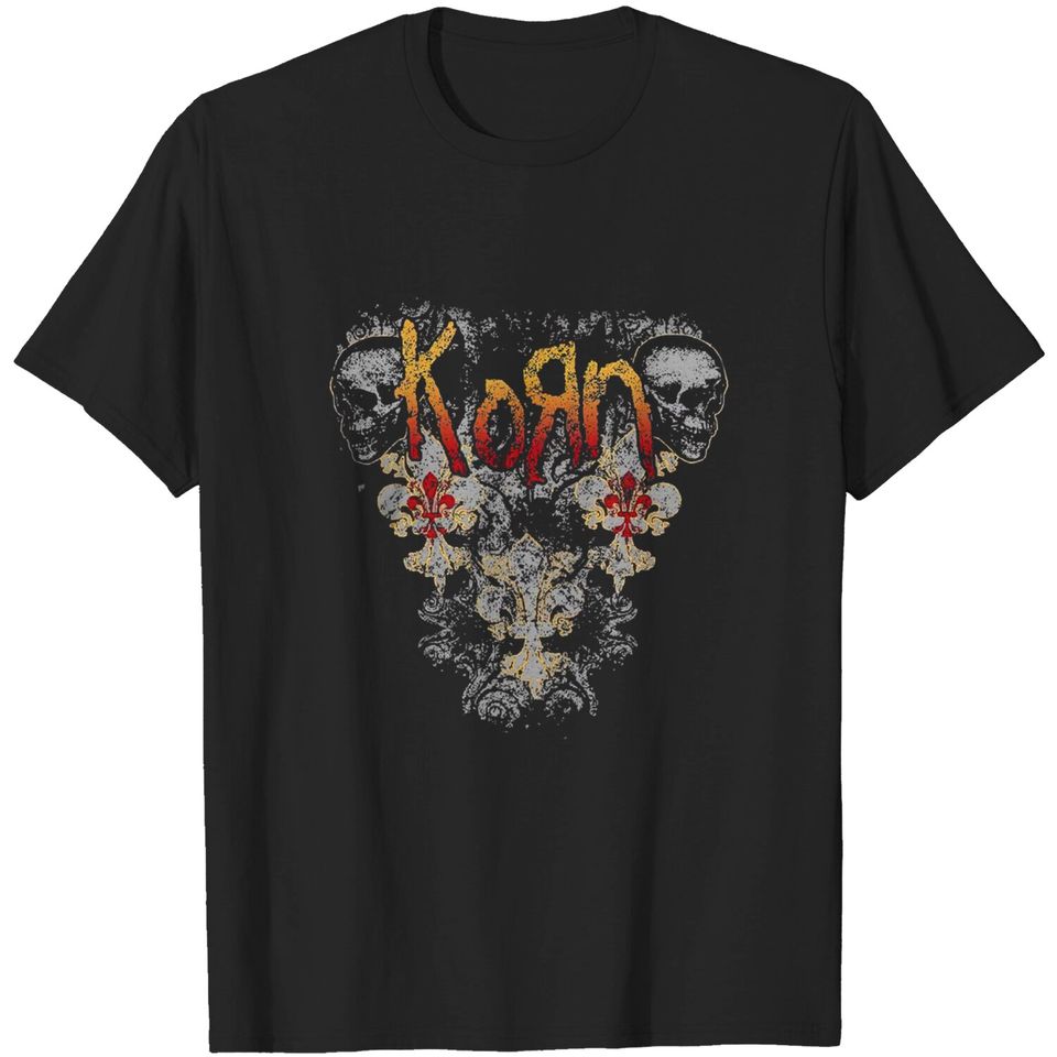 Korn Twin Skull Pattern Jonathan Davis Nu Metal T-Shirt