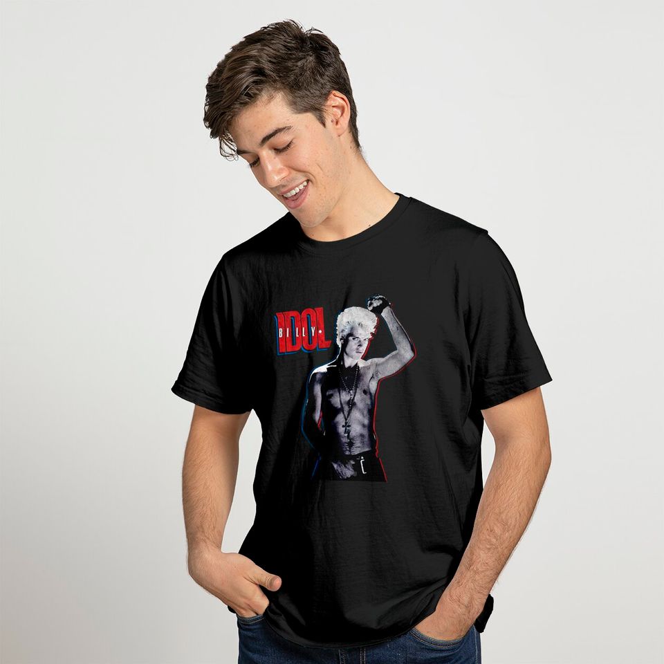 Billy Idol 80's Punk Rock Singer Posing Musician MTV Adult T-Shirt Tee Black