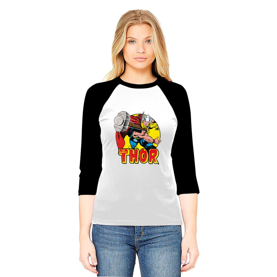 Marvel Mighty Thor Hammer Throw Baseball Tees