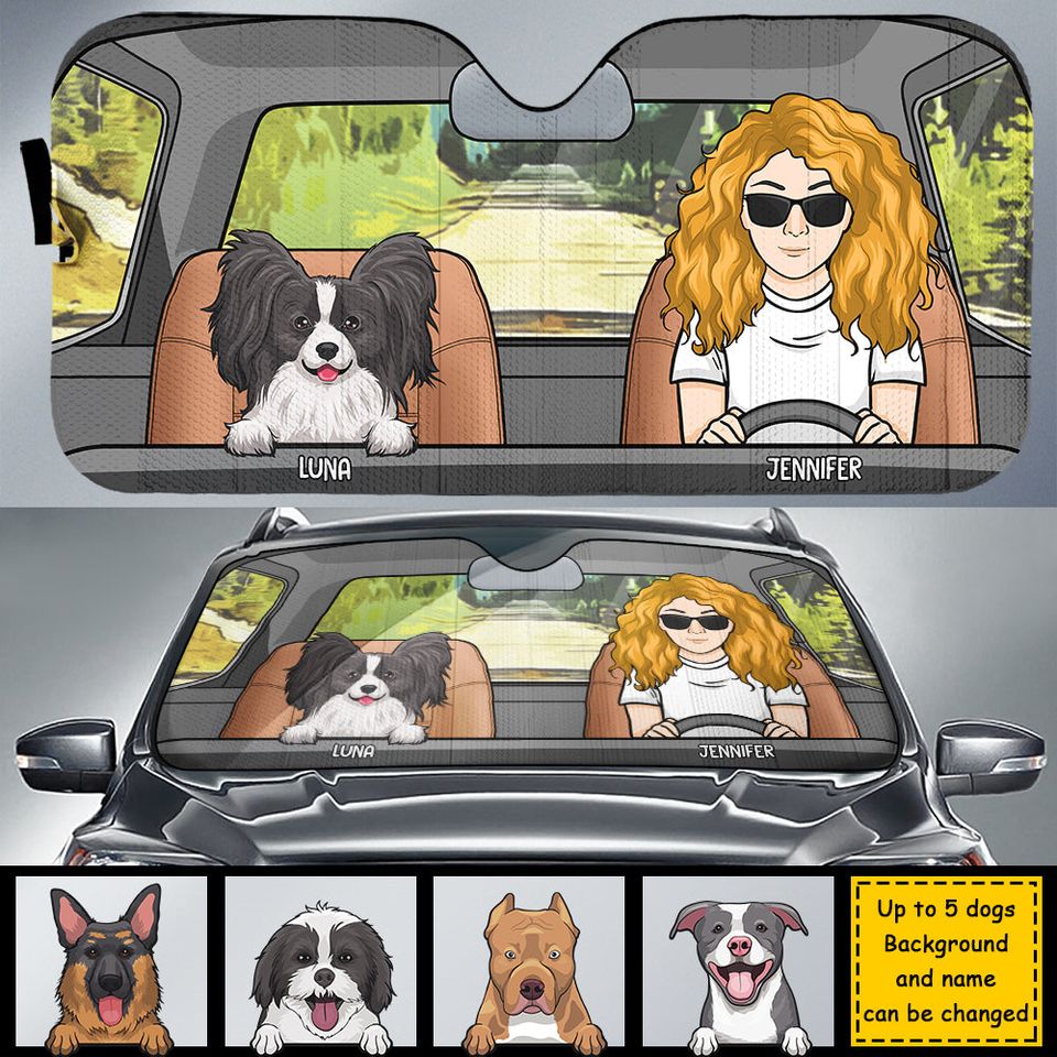 Car Protection With Fur Babies - Personalized Dog Auto Sun Shade