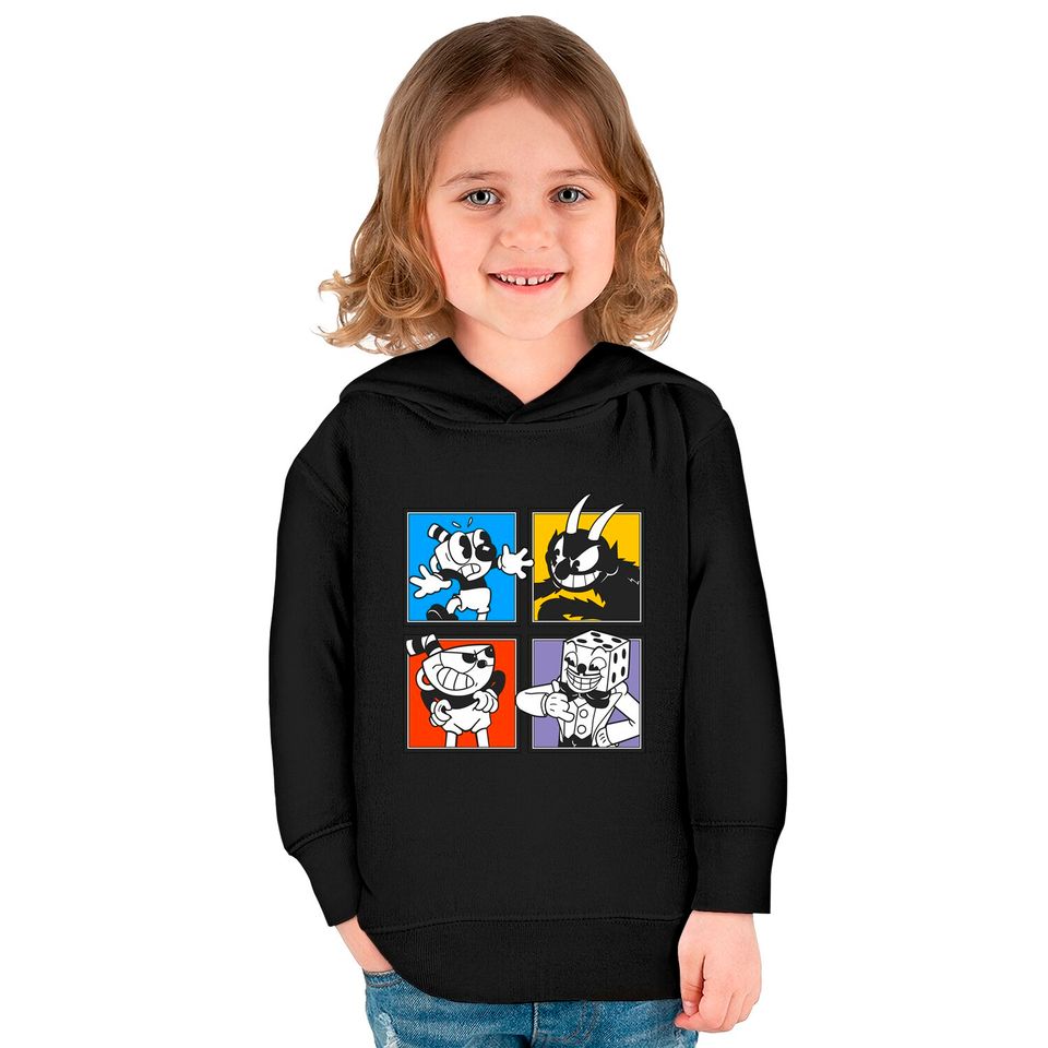 Cuphead Characters - Videogames - Kids Pullover Hoodies