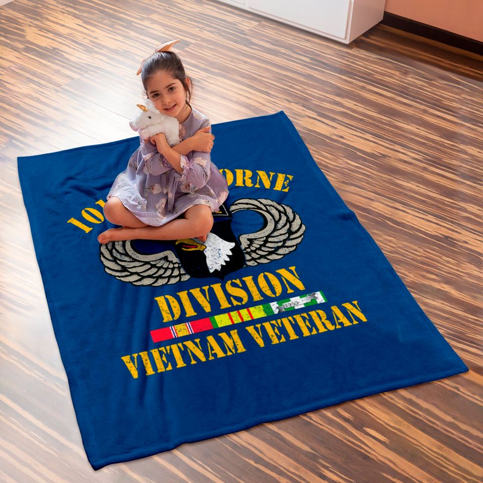 101st Airborne Division Vietnam Veteran Baby Blanket, Veterans Day Baby Blankets