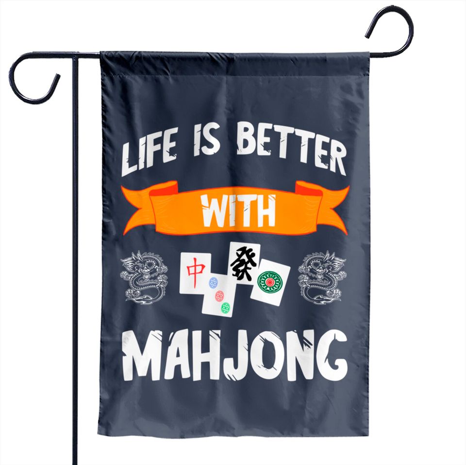 Life Is Better With Mahjong Tiles Cards Mah Jongg Game Set Garden Flags