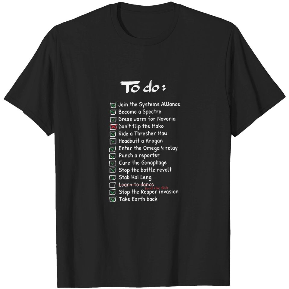 DCVZTEA Mass Effect Commanders to Do List Men's T-Shirt