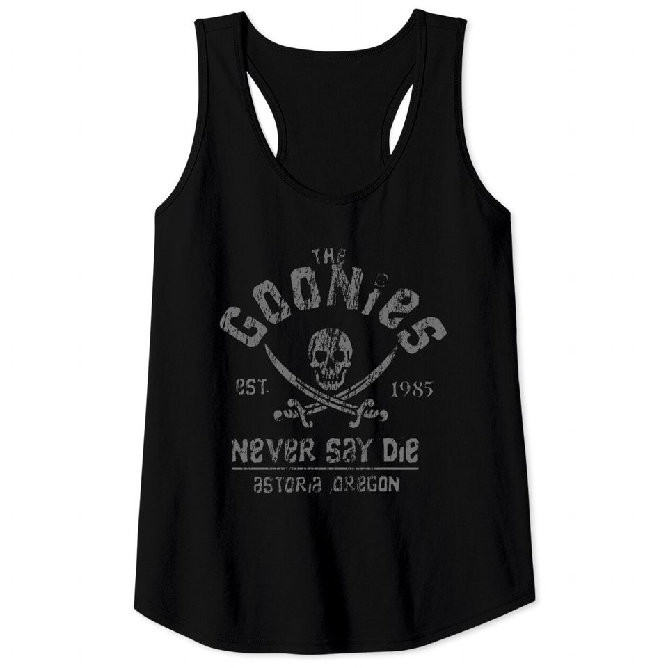 The Goonies - Never Say Die - Gris sur noir Tank Tops