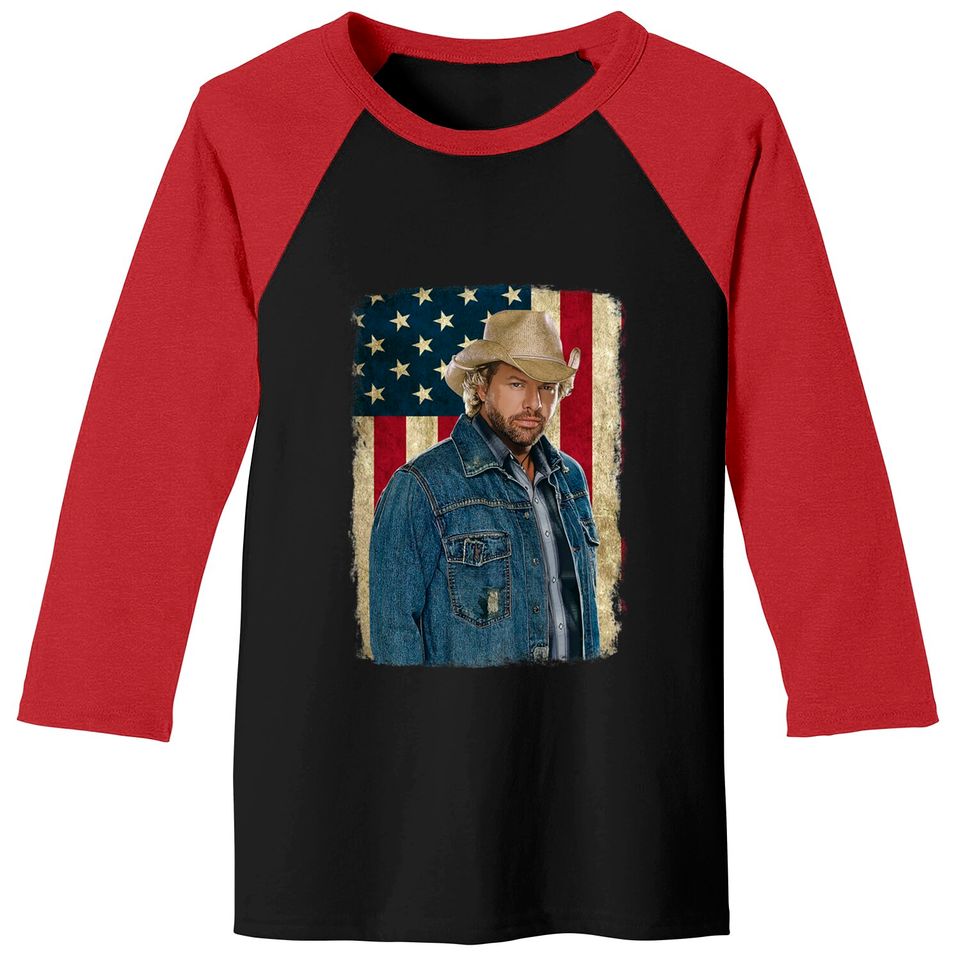 Vintage American Flag Name Toby Keith Baseball Tees