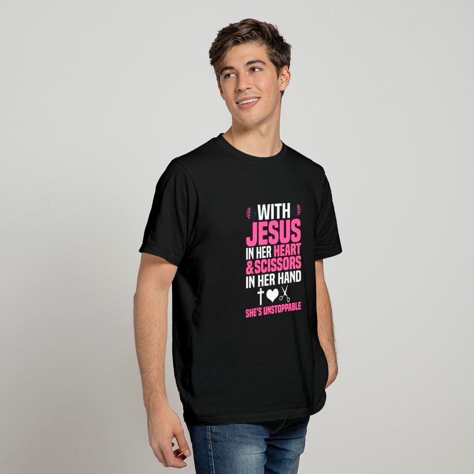 Funny Hairdresser Designs Girls Women Christian Hairstylists T-Shirt
