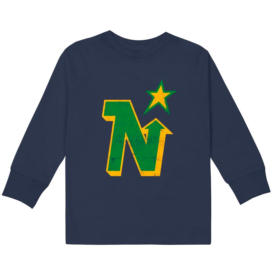 Minnesota North Stars -- Defunct Team -- Faded/Distressed Style - Minnesota North Stars -  Kids Long Sleeve T-Shirts