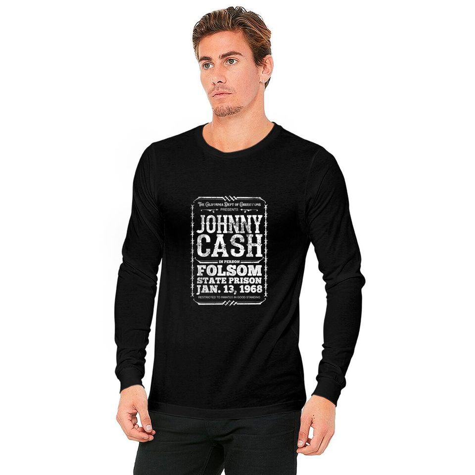 Cash at Folsom Prison, distressed - Johnny Cash - Long Sleeves