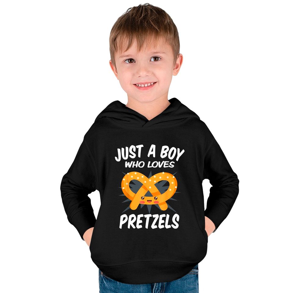 Just A Boy Who Loves Pretzels Kids Pullover Hoodies