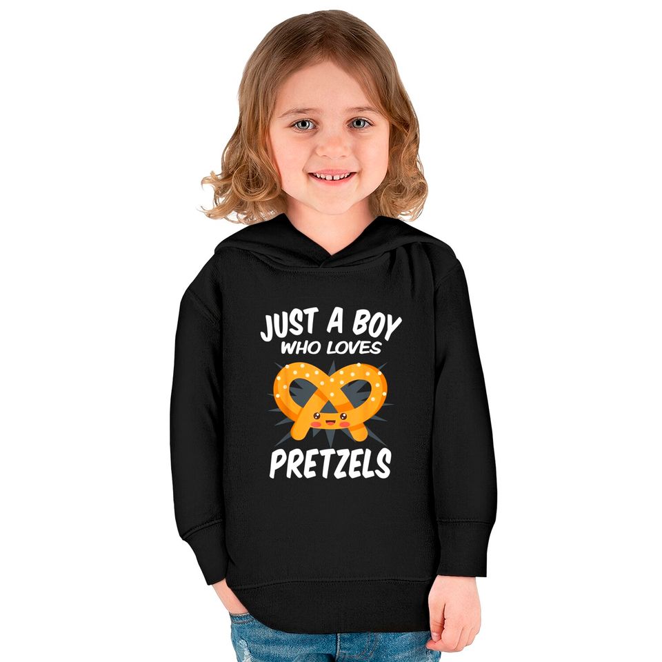 Just A Boy Who Loves Pretzels Kids Pullover Hoodies