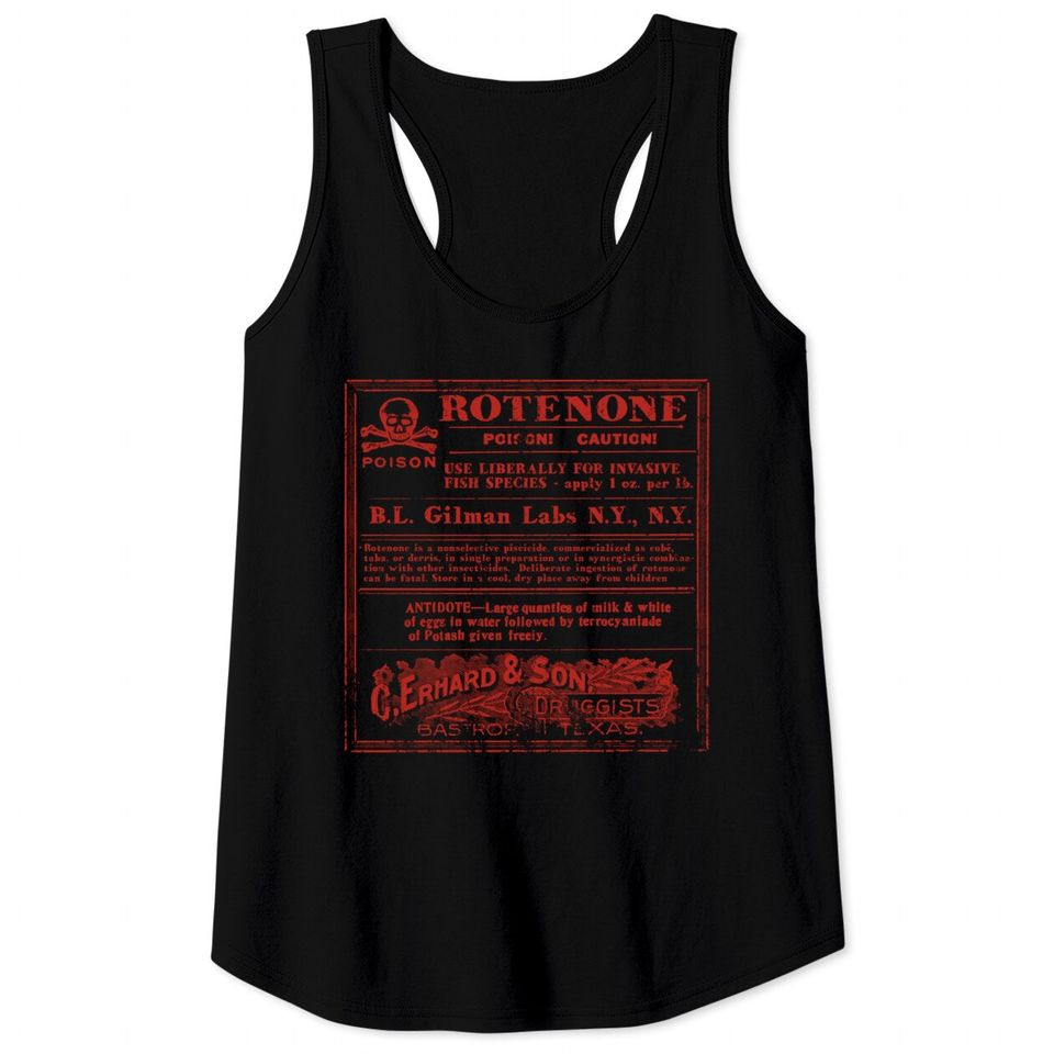 Rotenone Label, distressed - The Creature From The Black Lagoon - Tank Tops