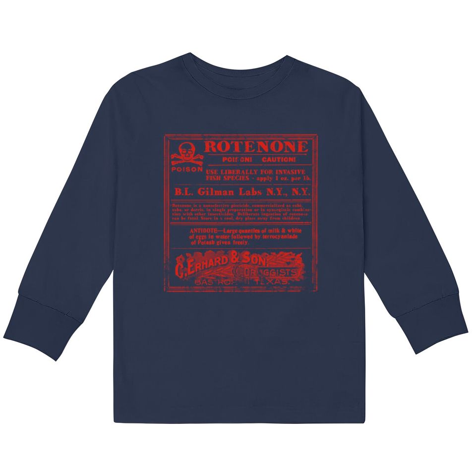 Rotenone Label, distressed - The Creature From The Black Lagoon -  Kids Long Sleeve T-Shirts