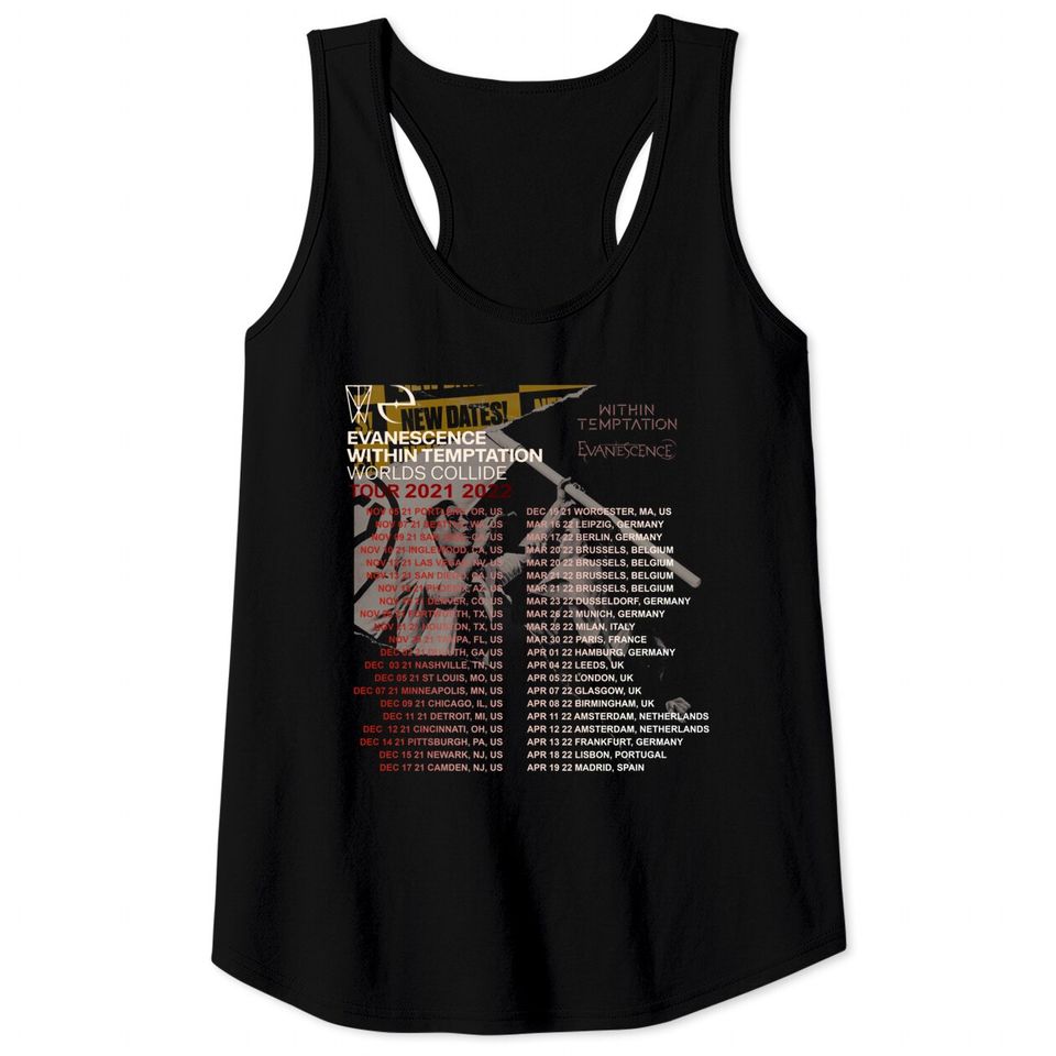 Evanescence Within Temptation Worlds Collide Tour 2022 Tank Tops