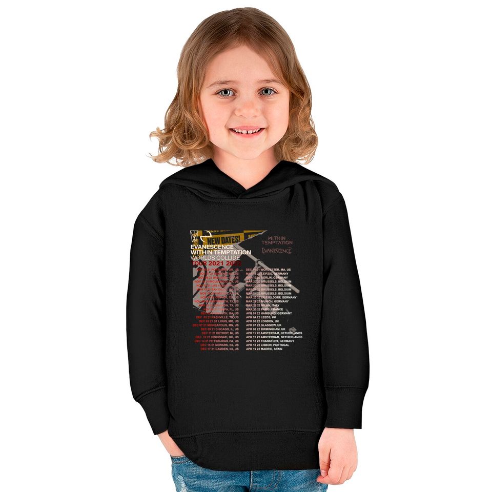 Evanescence Within Temptation Worlds Collide Tour 2022 Kids Pullover Hoodies