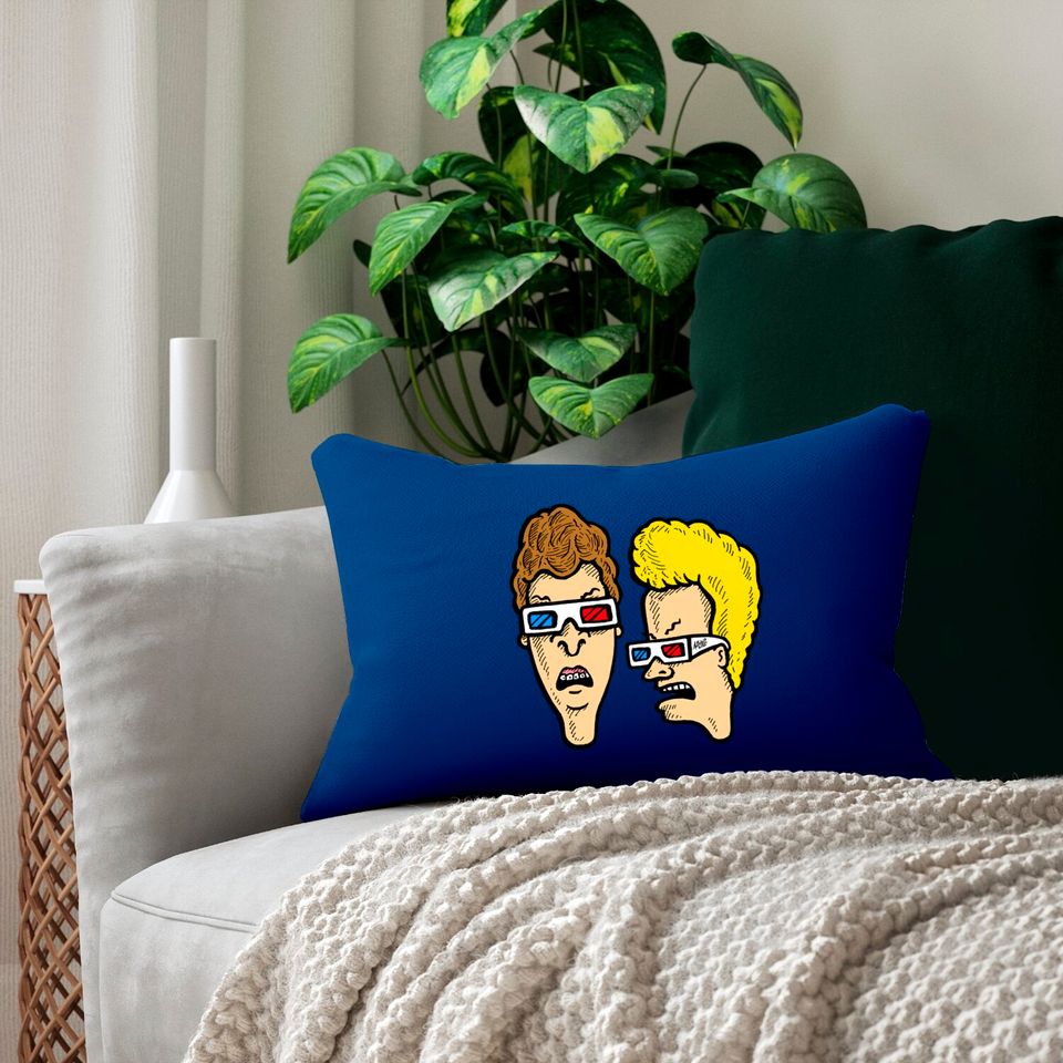 Beavis and Butthead - Dumbasses in 3D - Beavis And Butthead Wearing 3d Glasses - Lumbar Pillows