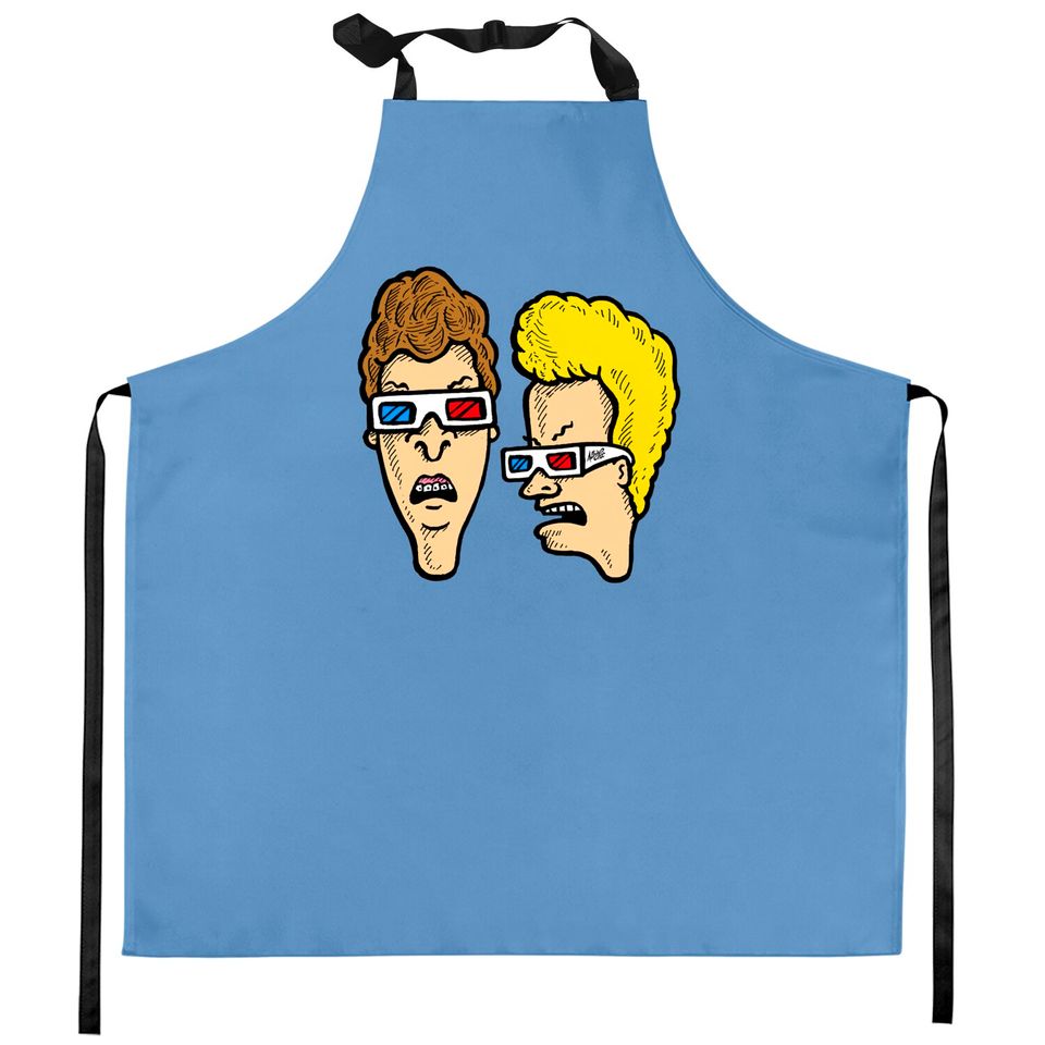Beavis and Butthead - Dumbasses in 3D - Beavis And Butthead Wearing 3d Glasses - Kitchen Aprons