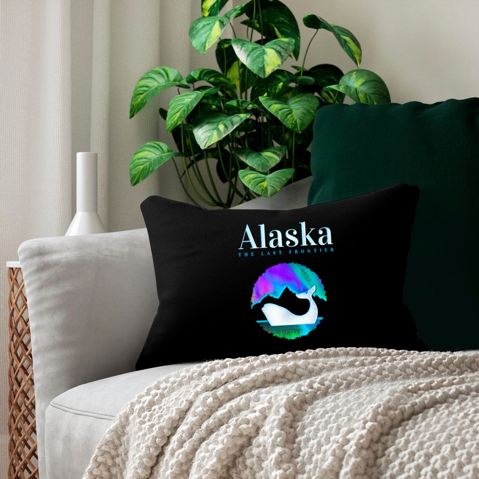Alaska Northern Lights Orca Whale with Aurora Lumbar Pillows