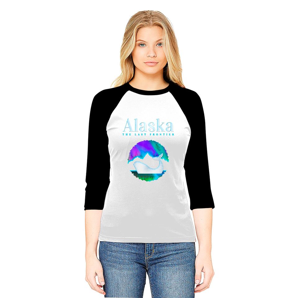 Alaska Northern Lights Orca Whale with Aurora Baseball Tees