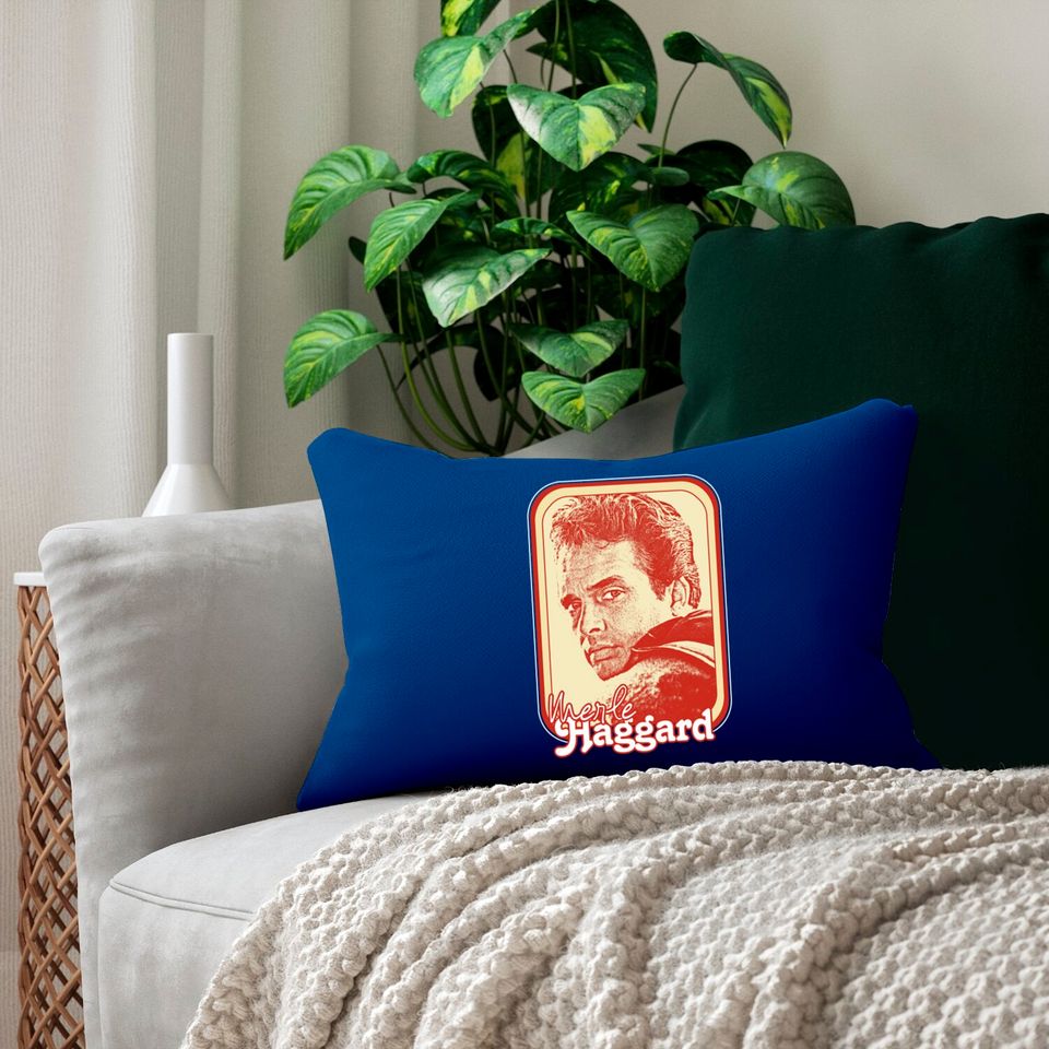 Merle Haggard /// Retro Style Country Music Fan Gift - Merle Haggard - Lumbar Pillows