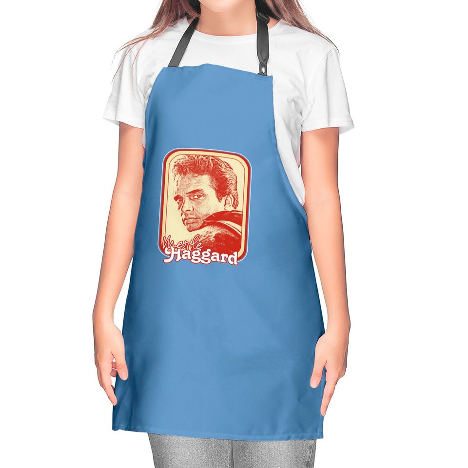 Merle Haggard /// Retro Style Country Music Fan Gift - Merle Haggard - Kitchen Aprons