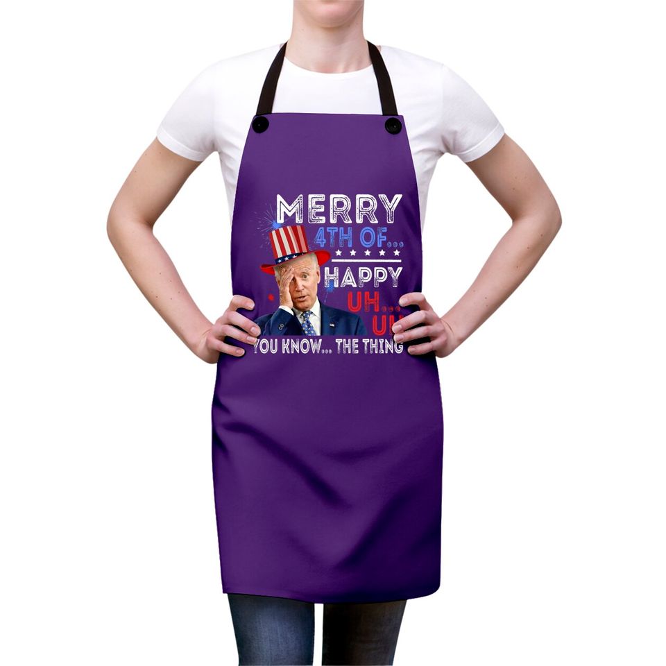 Joe Biden Confused Merry Happy Funny 4th Of July Aprons