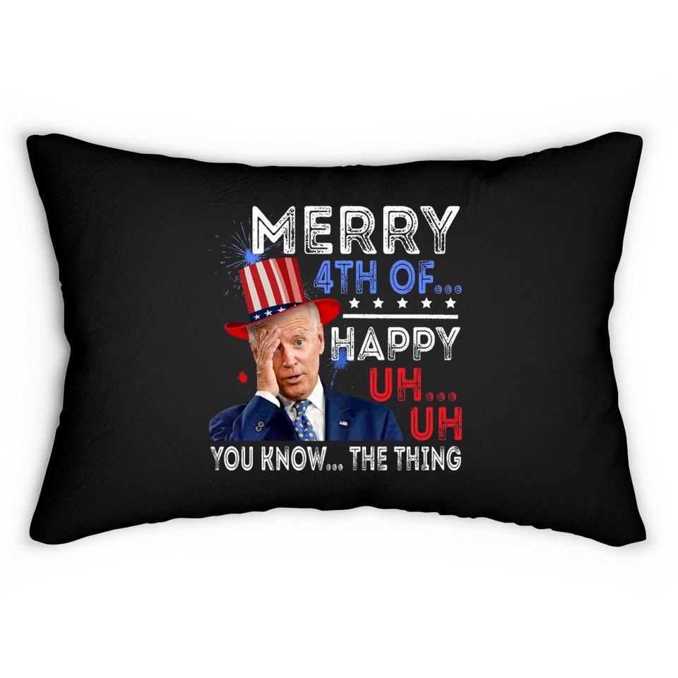 Joe Biden Confused Merry Happy Funny 4th Of July Lumbar Pillows