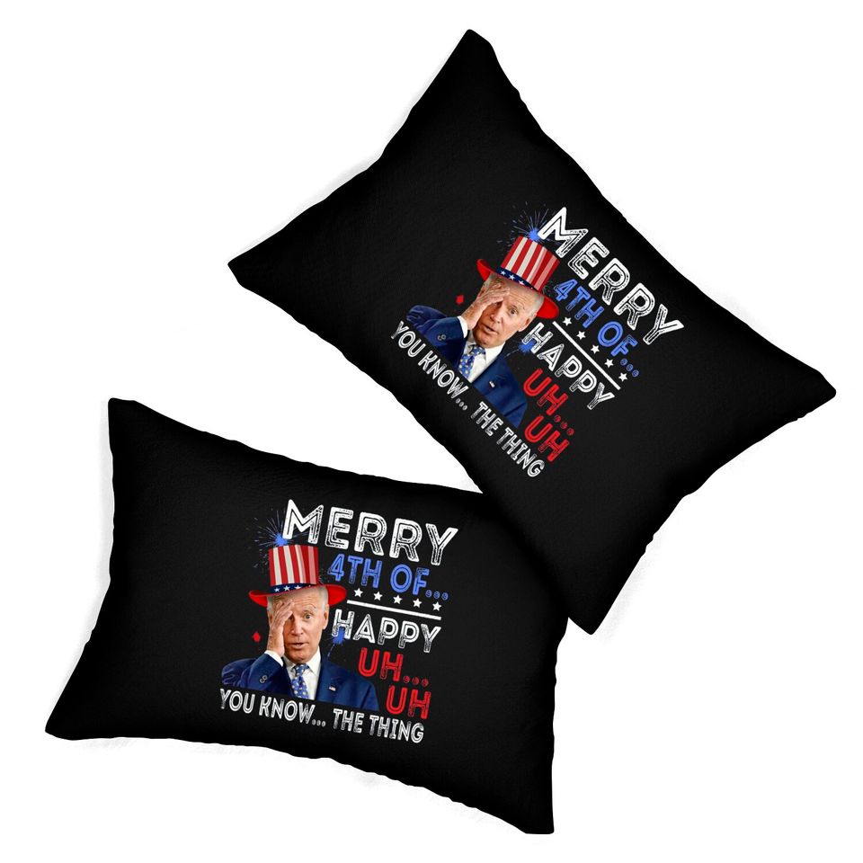 Joe Biden Confused Merry Happy Funny 4th Of July Lumbar Pillows