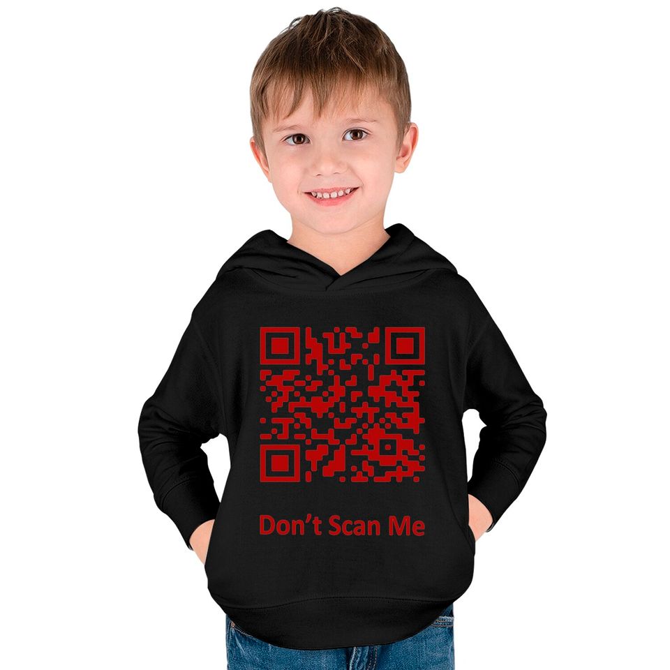 Funny Rick Roll Meme QR Code Scan Shirt for Laughs and Fun Kids Pullover Hoodies