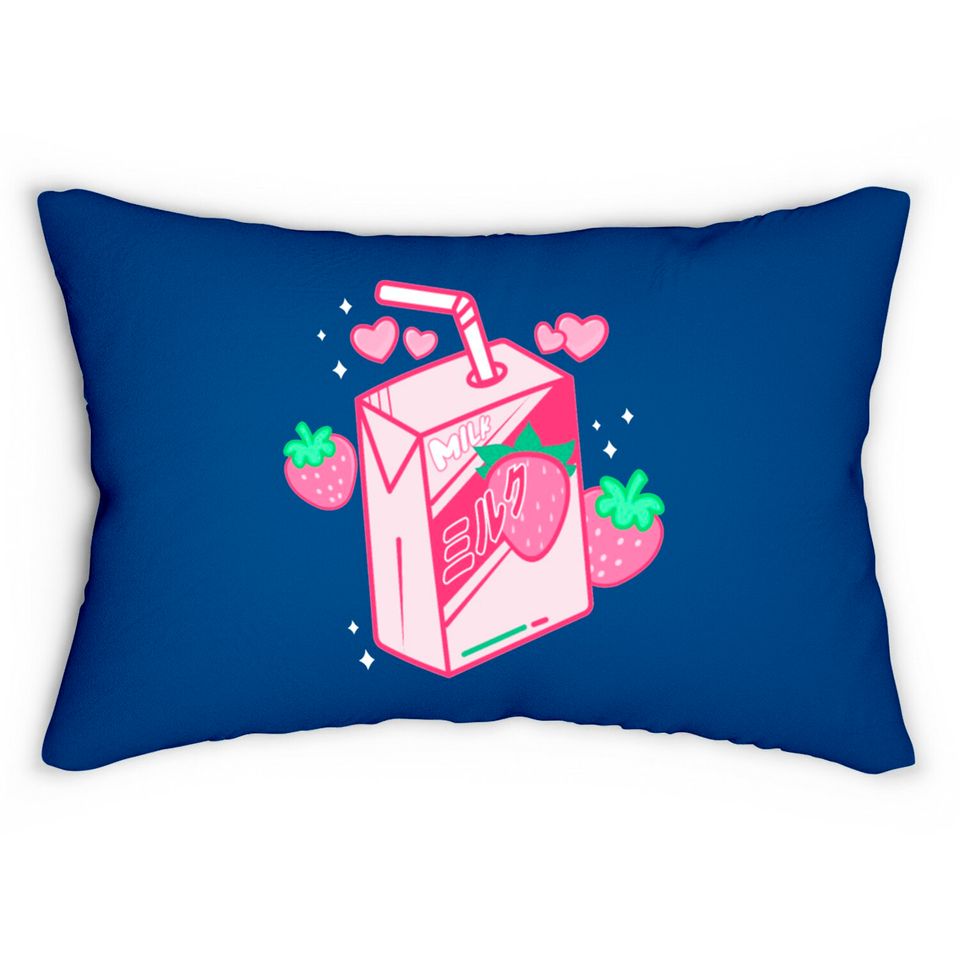 Japanese Kawaii Strawberry Milk Shake Carton Lumbar Pillows
