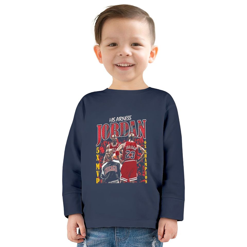 Vintage King Michael Jordan Graphic tee  Kids Long Sleeve T-Shirts Vintage  Kids Long Sleeve T-Shirts