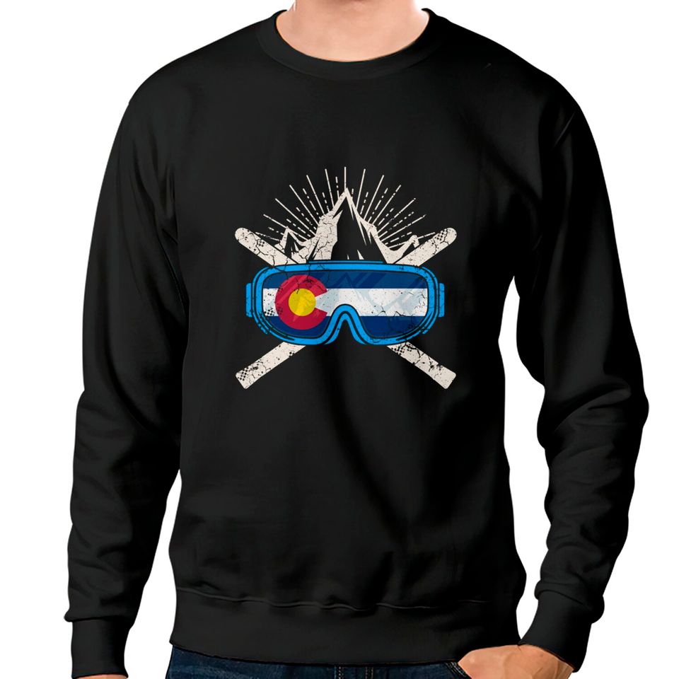 Colorado Flag Ski Skiing - Colorado - Sweatshirts