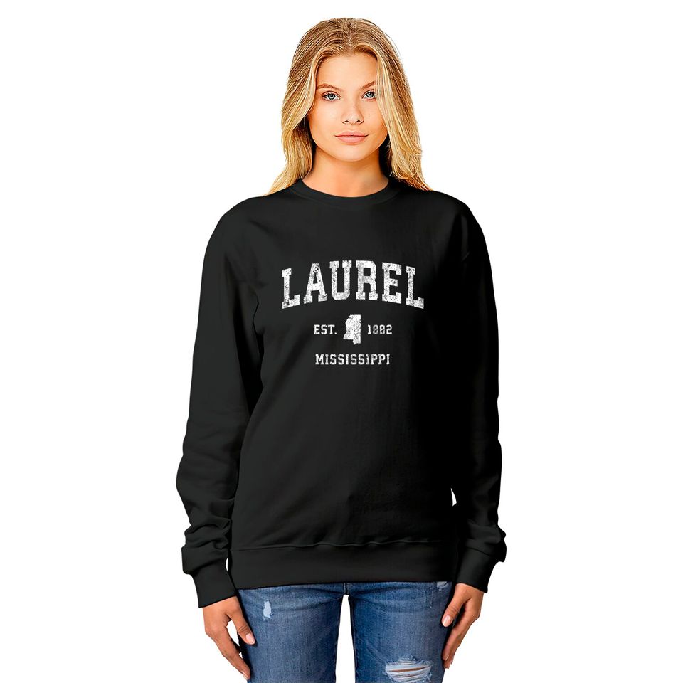 Laurel Mississippi Ms Vintage Athletic Sports Desi Sweatshirts