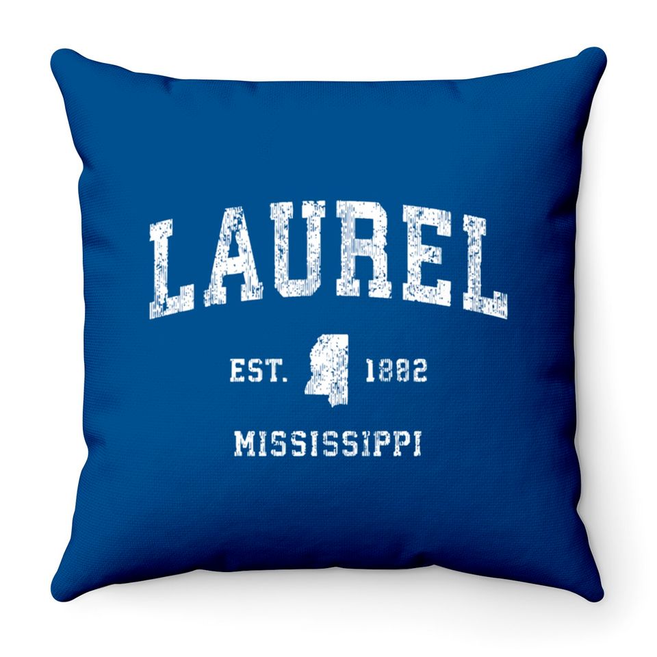 Laurel Mississippi Ms Vintage Athletic Sports Desi Throw Pillows