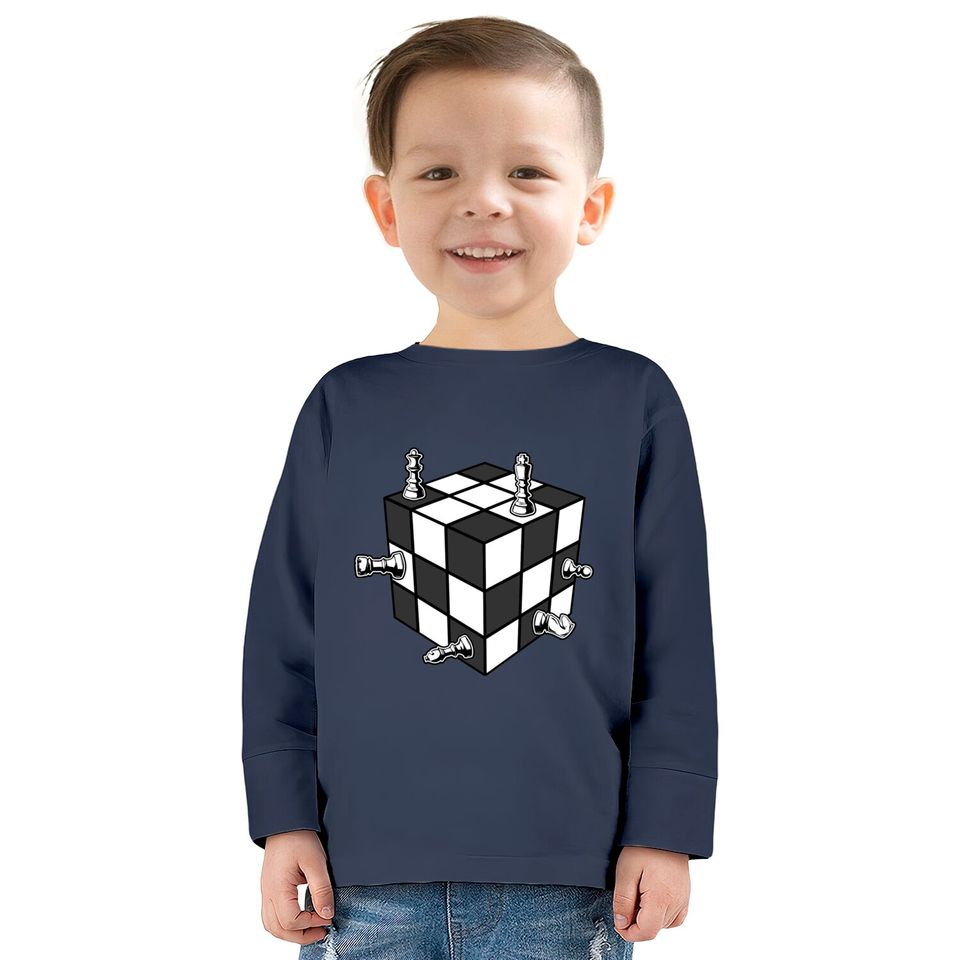 Chess Rubix Cube  Kids Long Sleeve T-Shirts