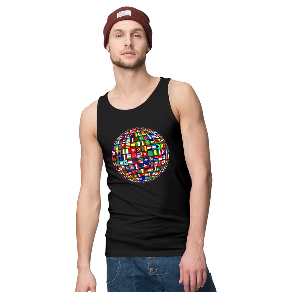 Travel Symbol Tank Tops World Map of Flags