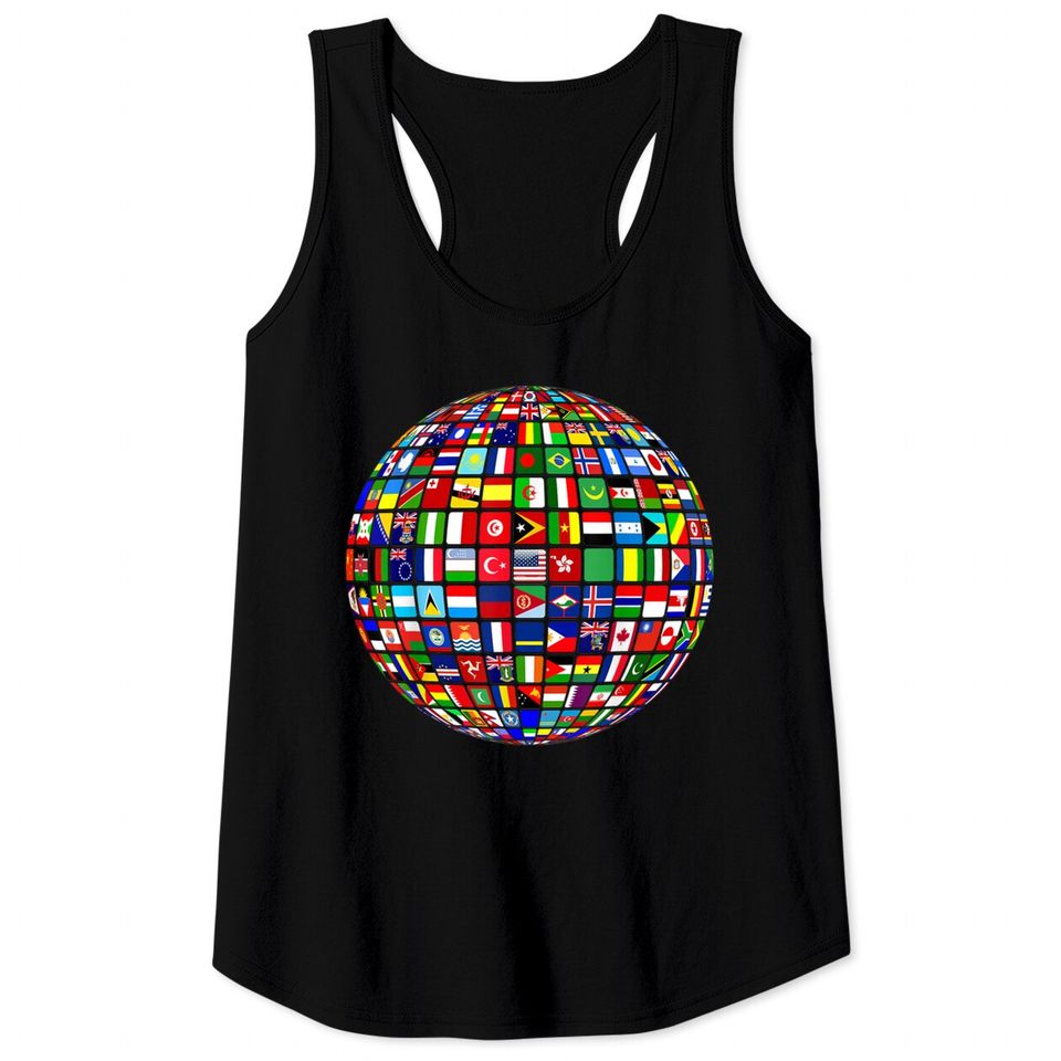 Travel Symbol Tank Tops World Map of Flags