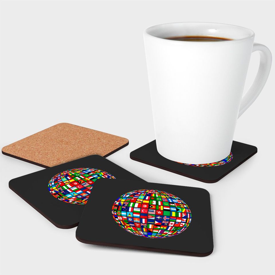 Travel Symbol Coasters World Map of Flags