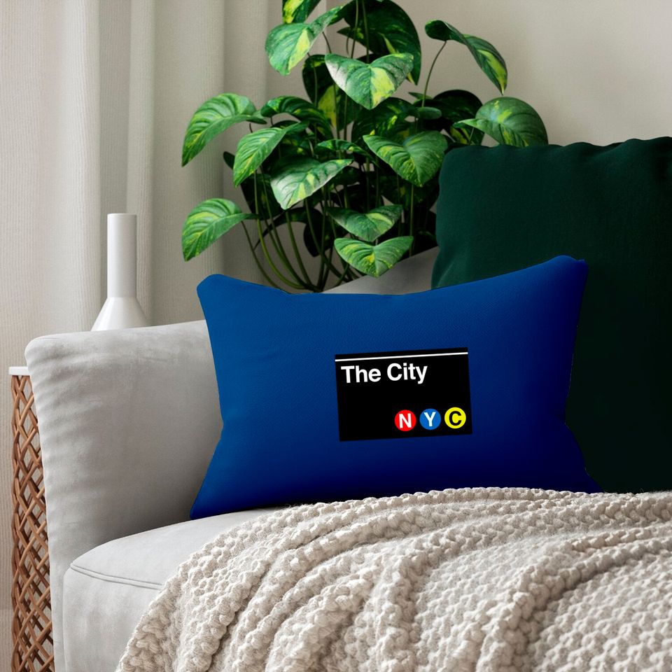 The City Subway Sign - New York City - Lumbar Pillows