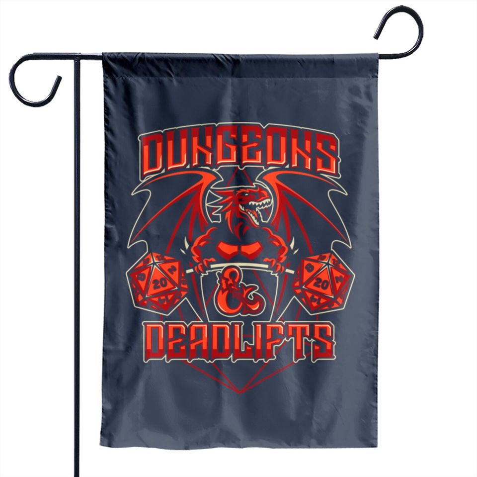 Dungeons and Deadlifts - Dungeons And Dragons - Garden Flags