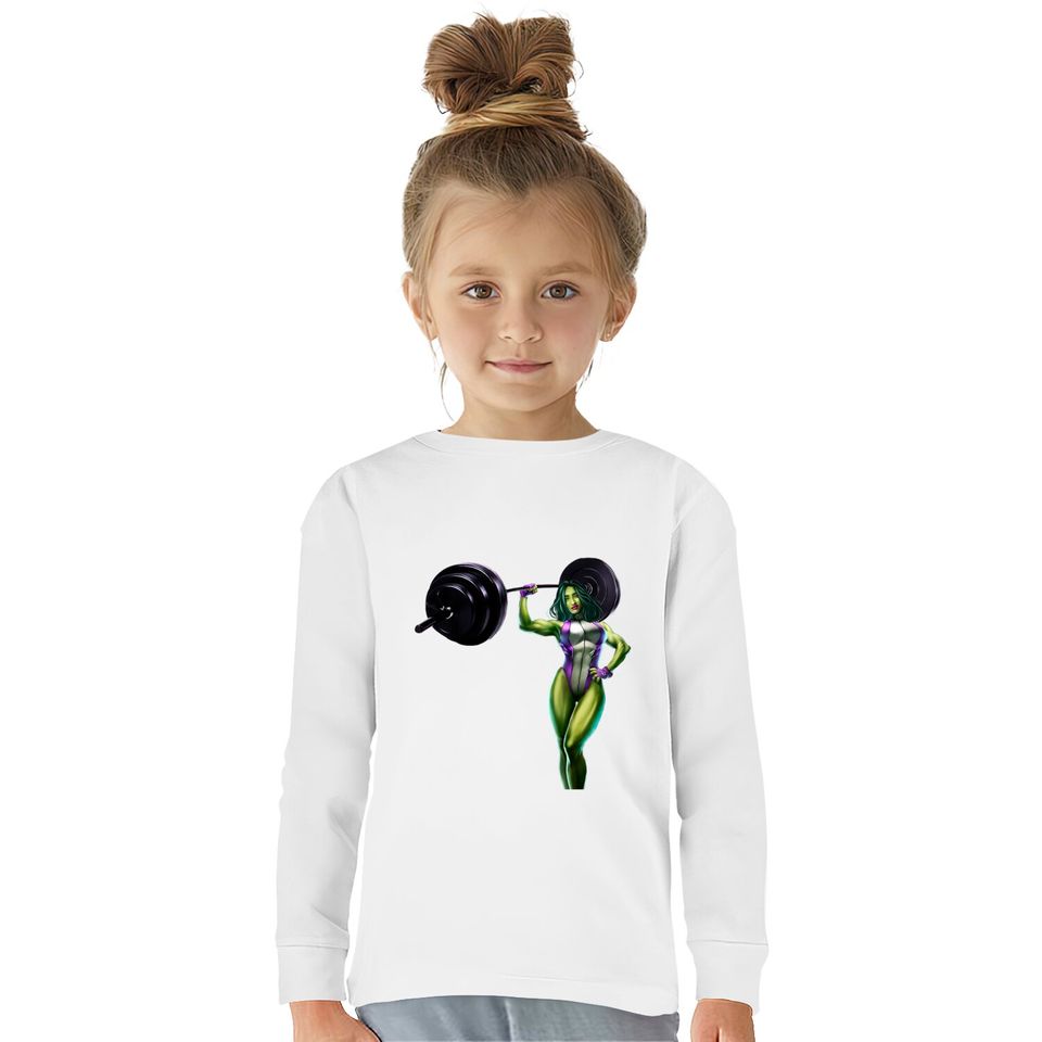 She-Green-Angry lady - Hulk -  Kids Long Sleeve T-Shirts