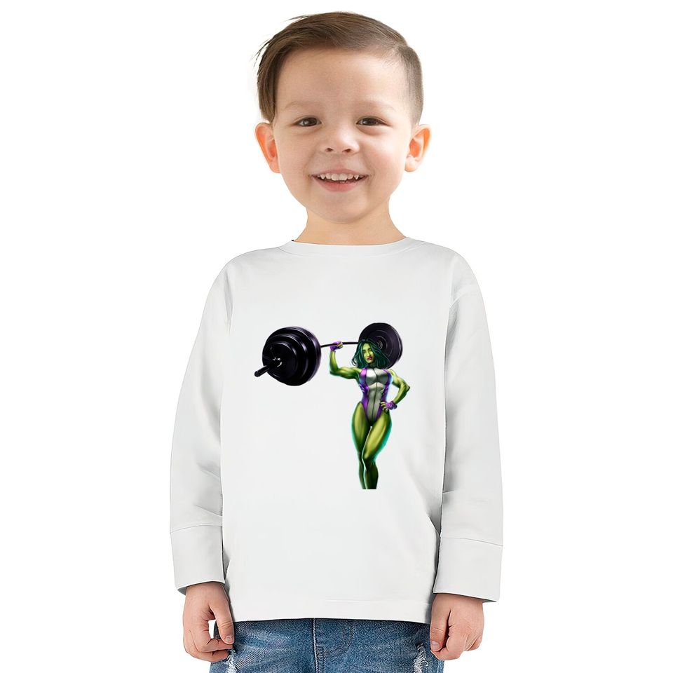 She-Green-Angry lady - Hulk -  Kids Long Sleeve T-Shirts